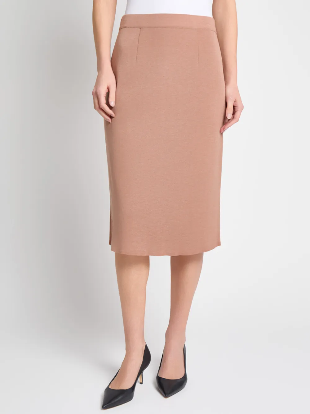 Solid Color Mid Waist Skirt