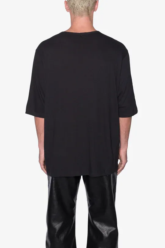 JET BLACK SHEER GAUZE T-SHIRT