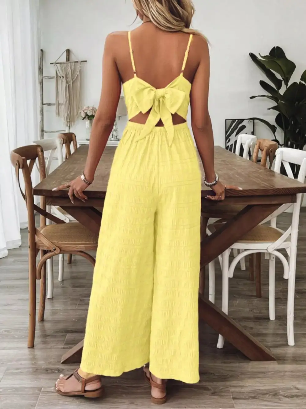 Bow Back Wide Leg Jumpsuit