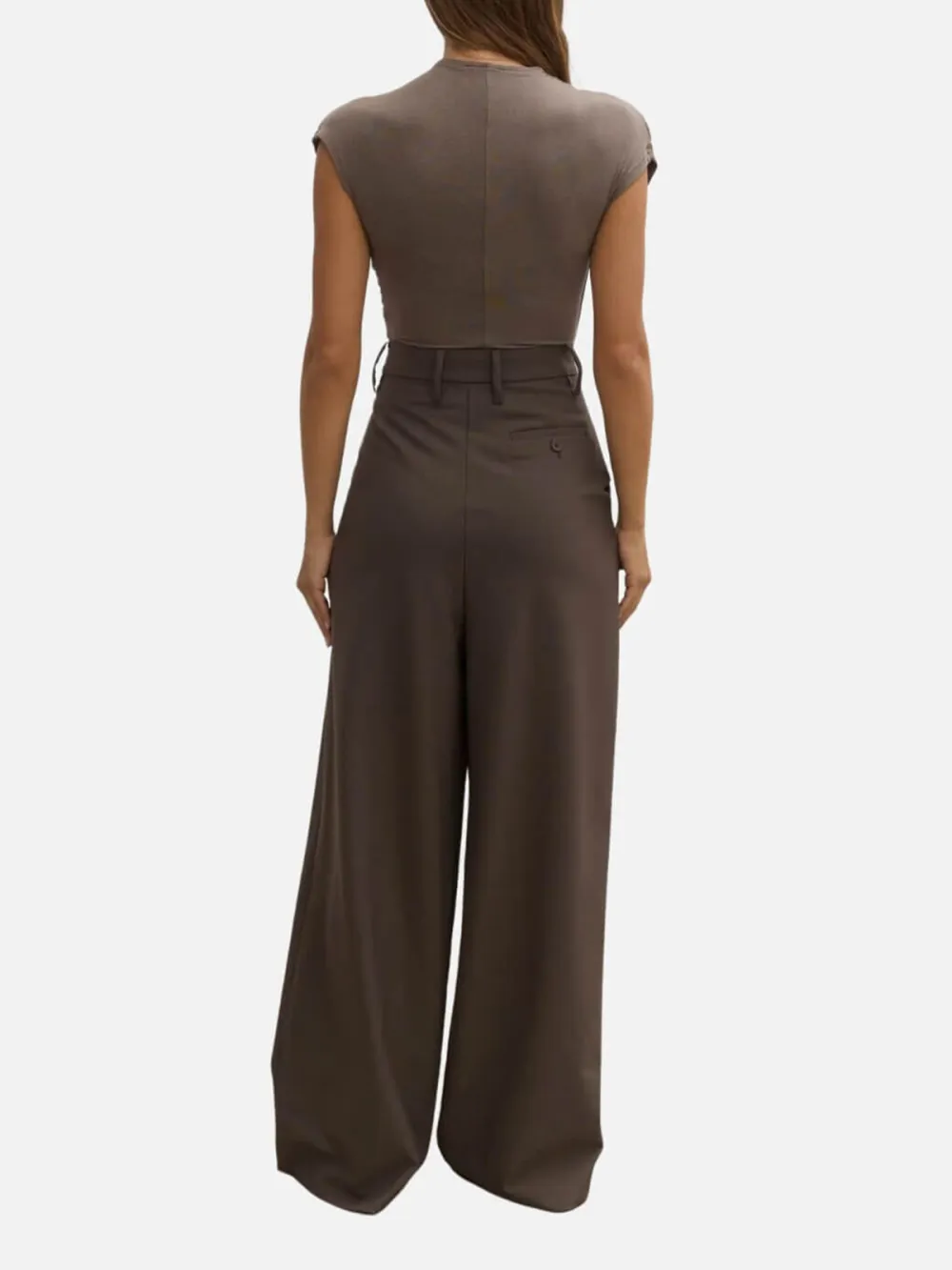 Asymmetric Wide-Leg Pants - Brown