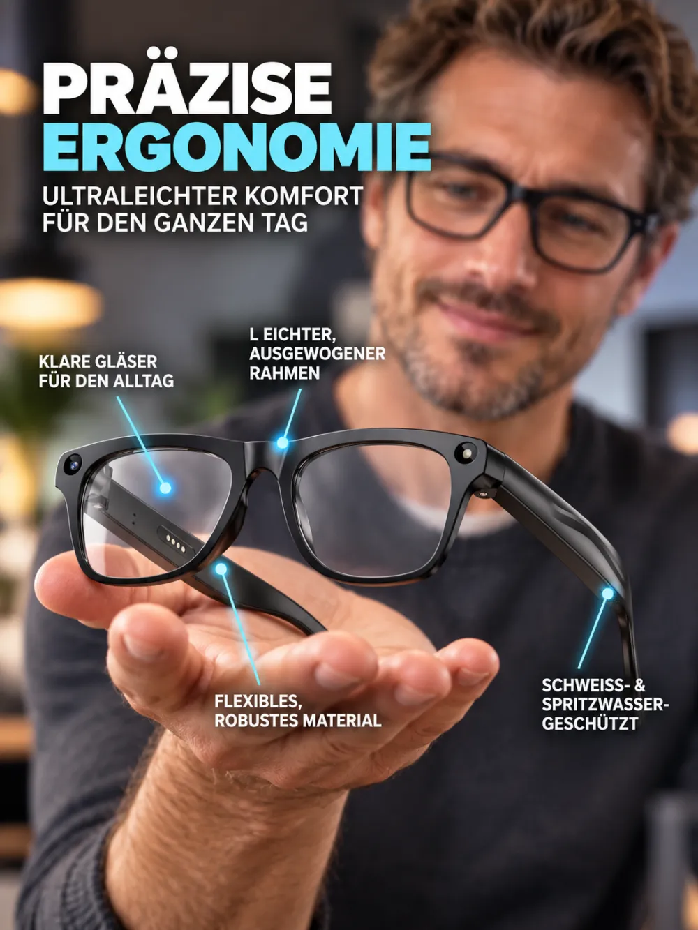 KI-Smart-Glasses: KI-Flaggschiff-Chip für Übersetzungen, hochauflösende Kamera und Autofokus.