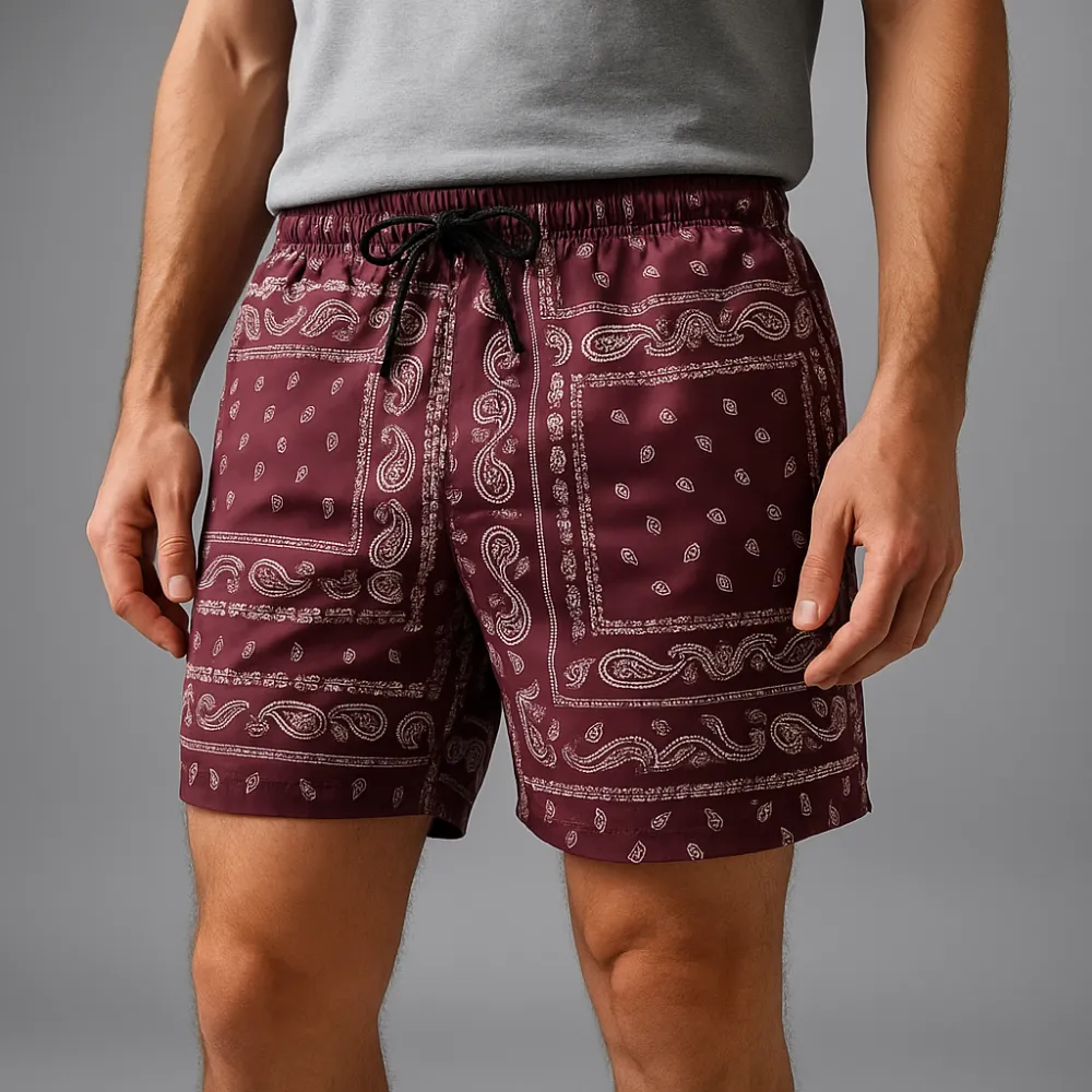 Men's Paisley Print Athletic Shorts