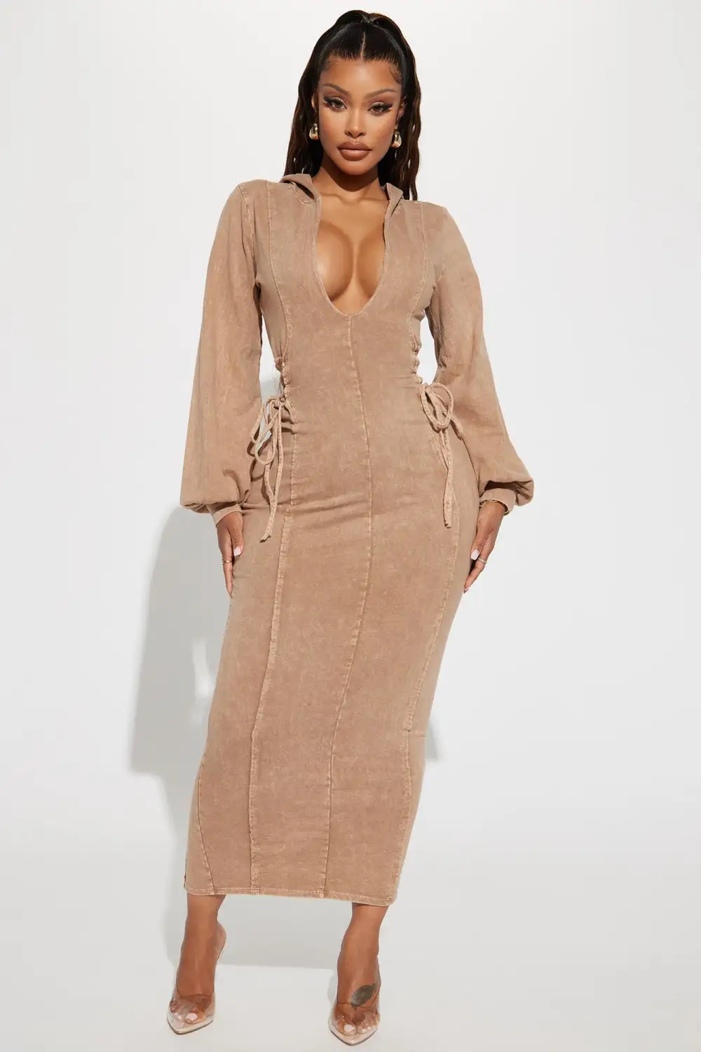 The Grind Hooded Maxi Dress - Mocha