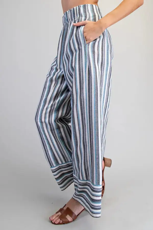 Casual Striped Pull On Pants