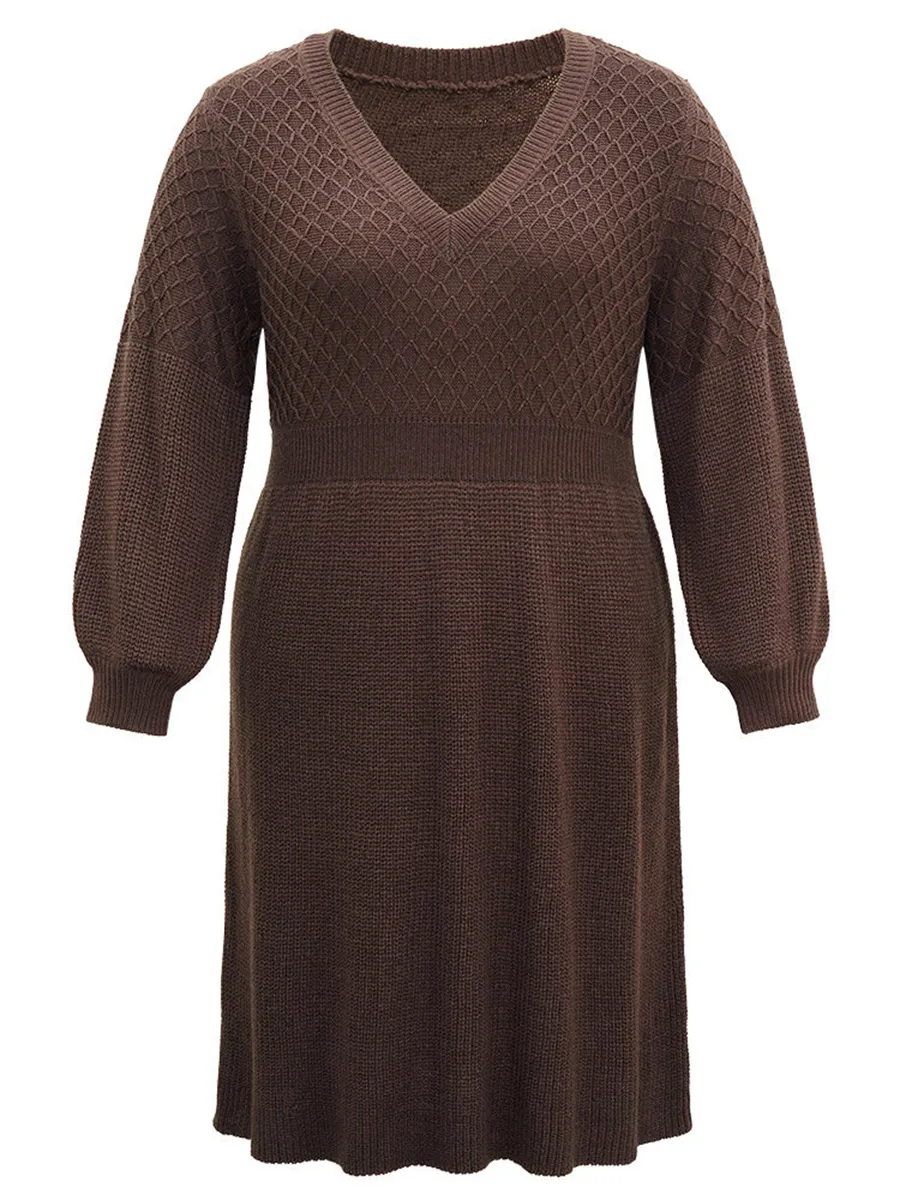 Plus-size V-neck sweater dress