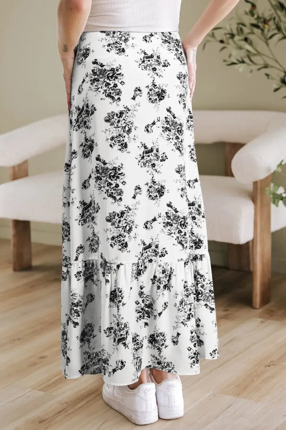 Easygoing Ruffle Floral Maxi Skirt