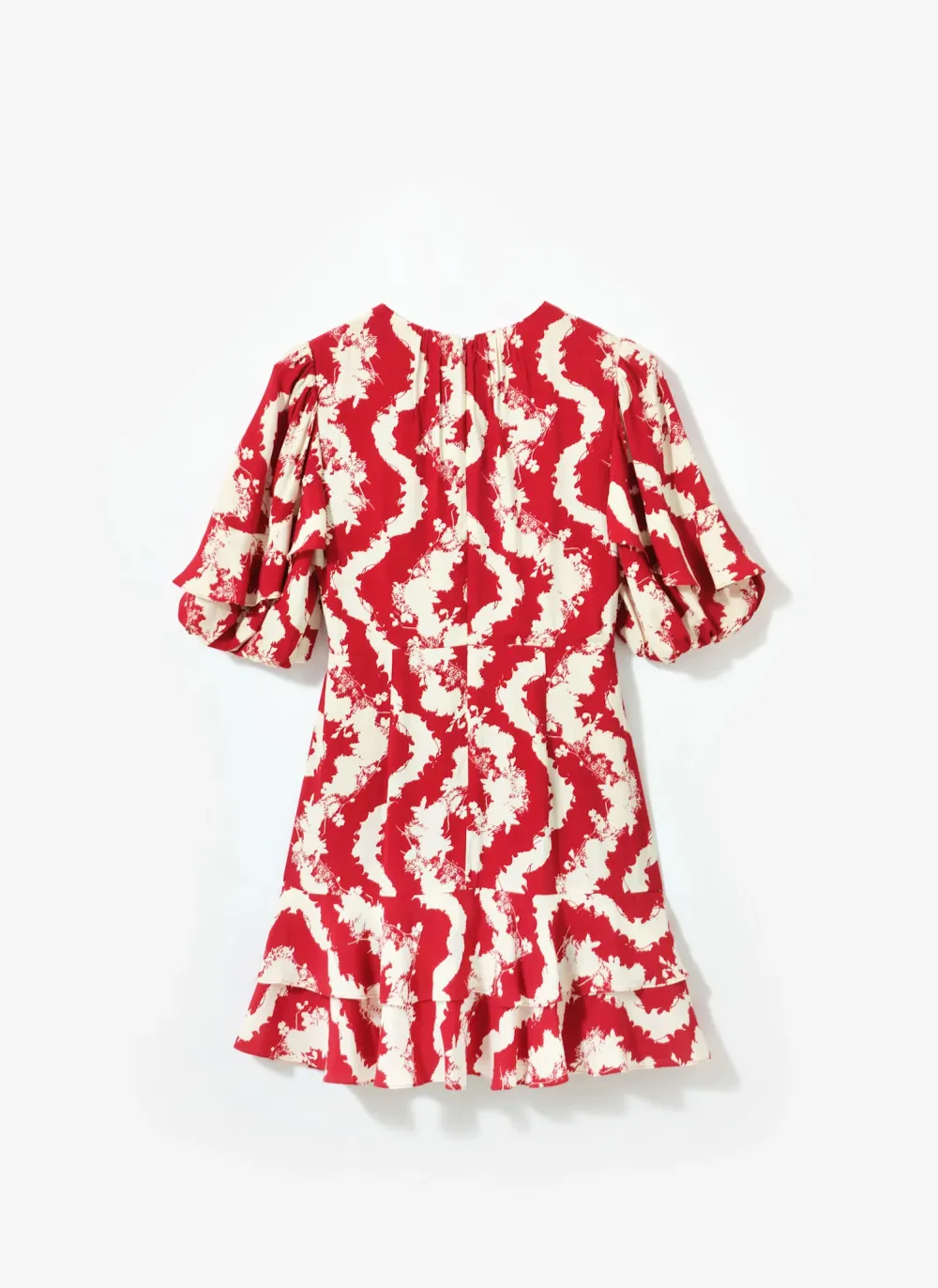 Casual Style Red Wavy Print Mini Dress