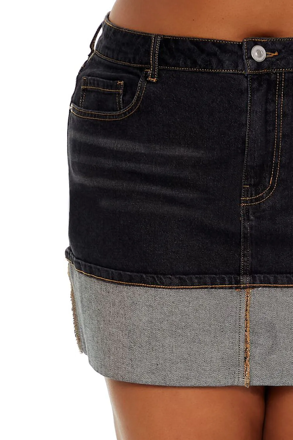 Plus Size Foldover Denim Mini Skirt