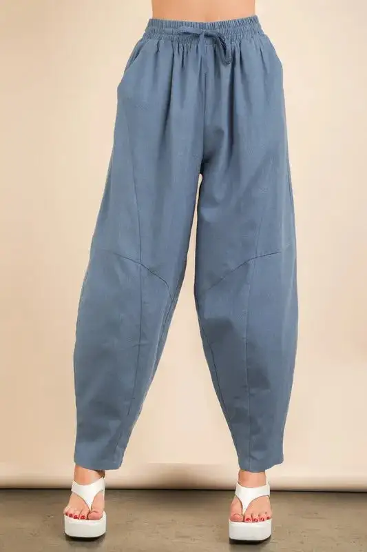 Solid Barrel Comfy Woven Pants