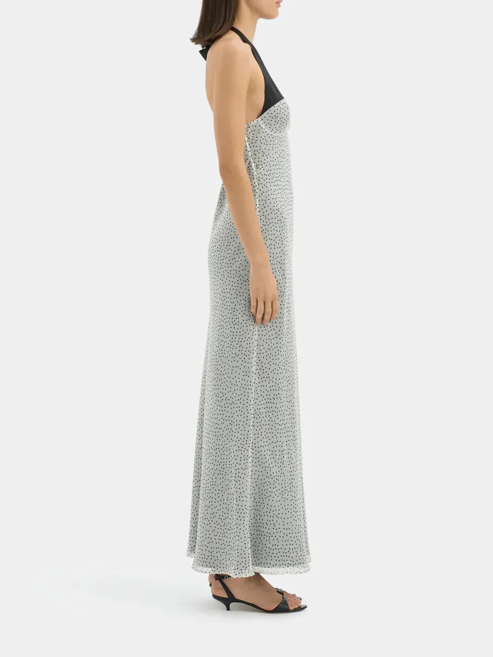 Adjustable Halter Neck Polka Midi Dress