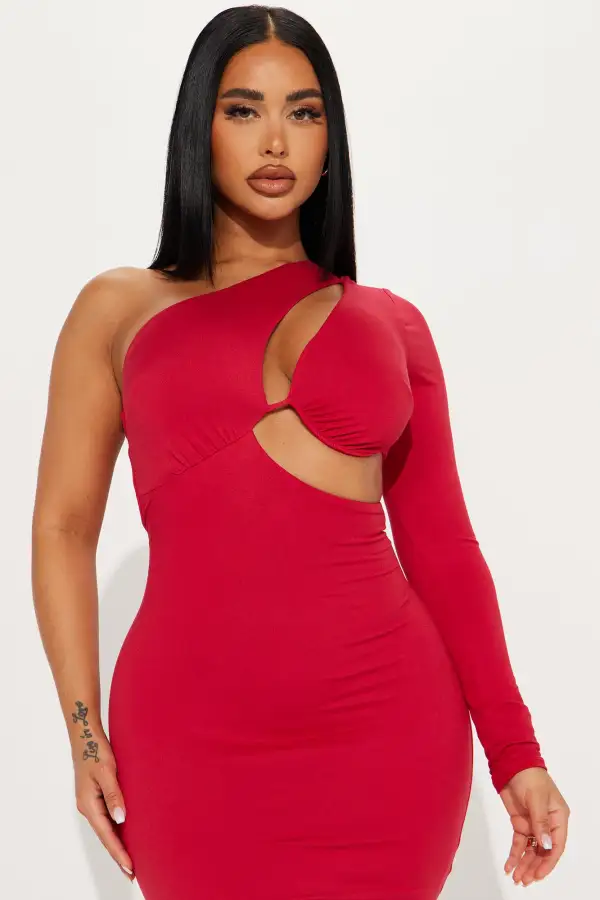 Jocie One Shoulder Mini Dress - Red