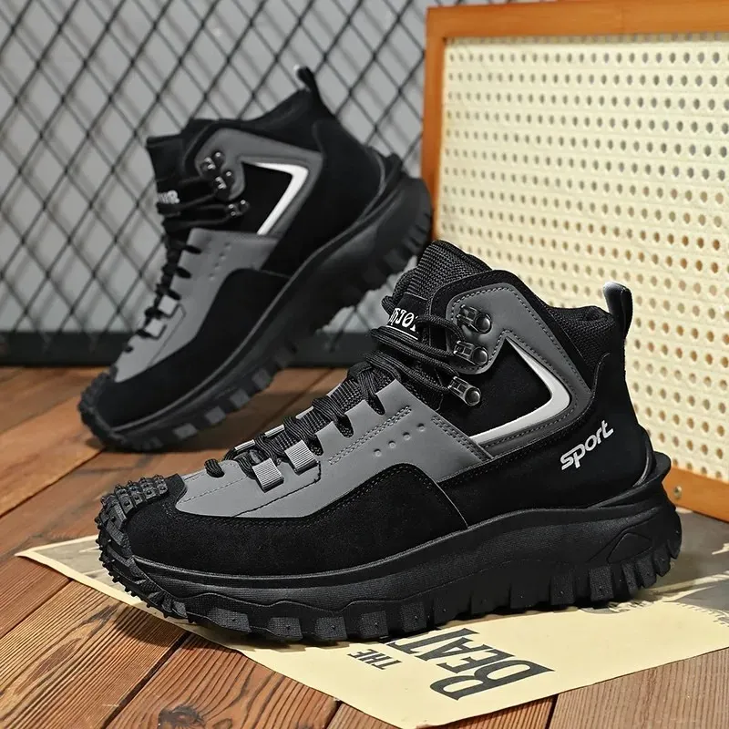Men's Large Size Hiking Shoes Non-Slip Wear-Resistant Outdoor Casual Trendy Sneakers Lightweight Dad Shoes Spring Fall Korean Style