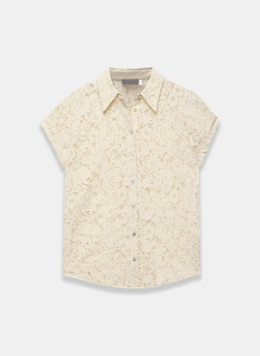 Casual Style Cream Lace Shirt