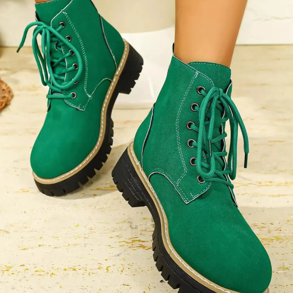 Round Toe Lace-Up Boots