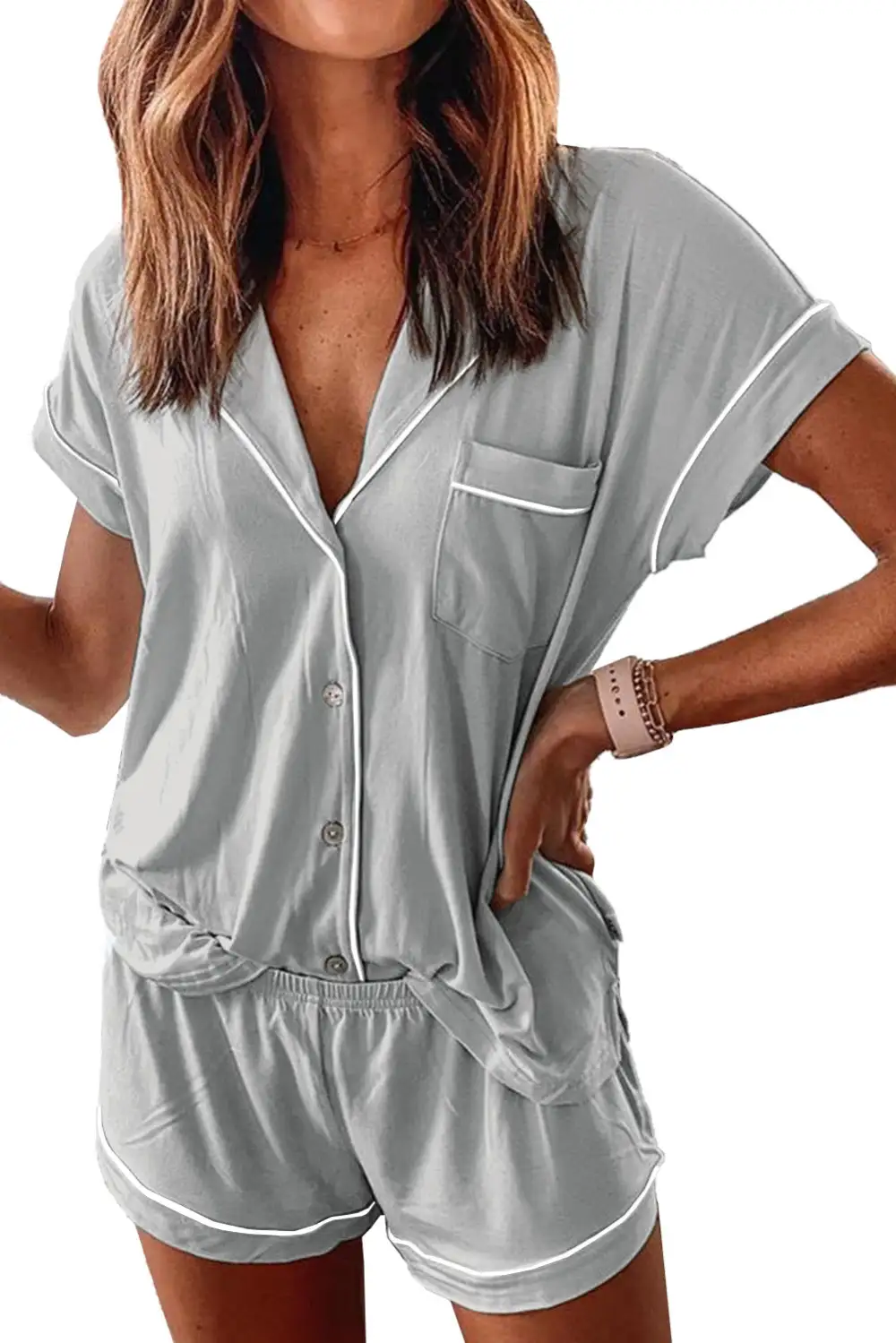 Button Front Short Pajama Set