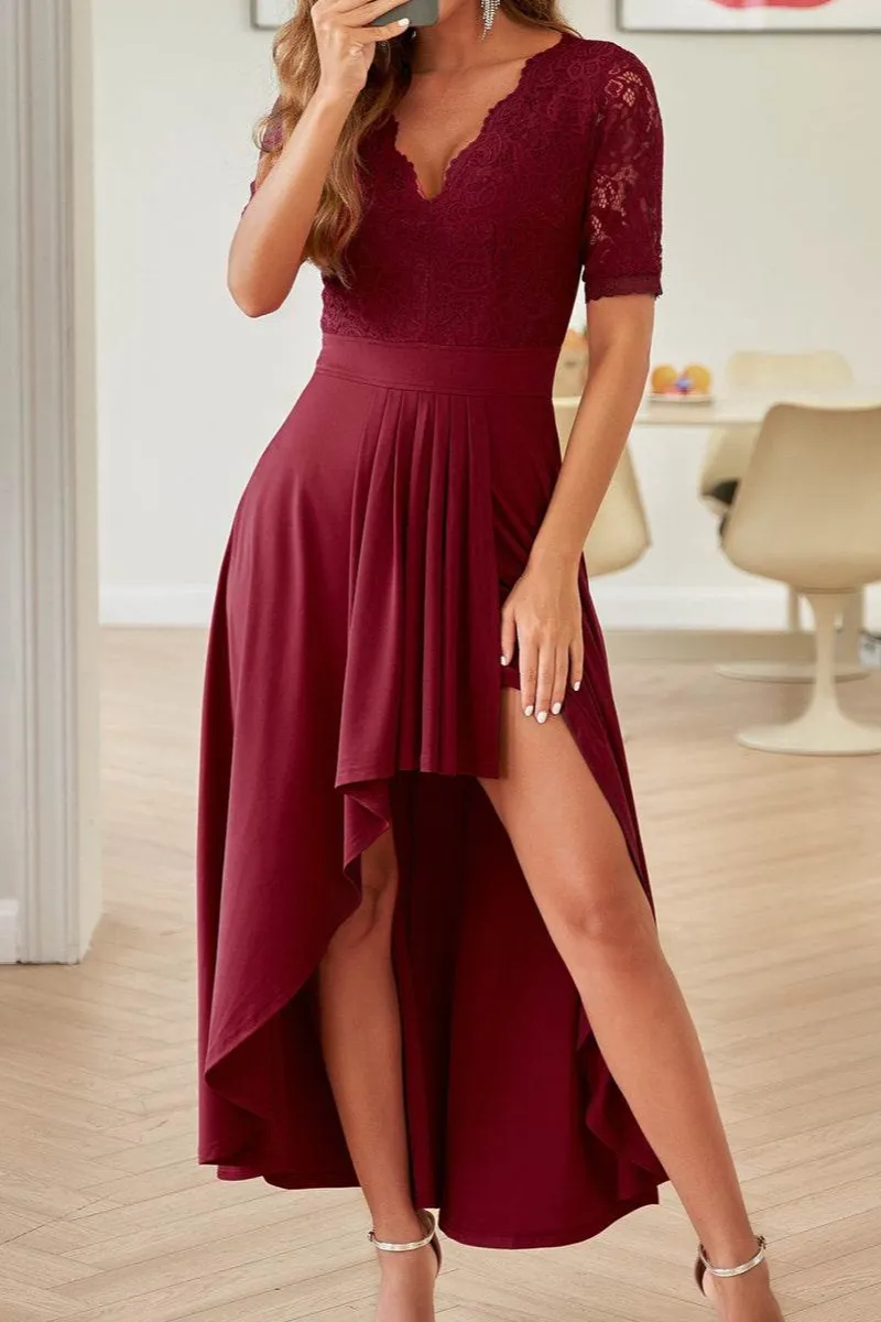 Lace Cutout V Neck Casual Dress