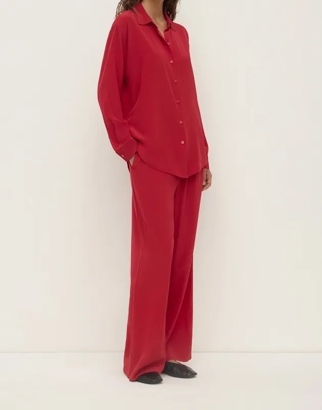 Relaxed Silk Straight-Leg Pant