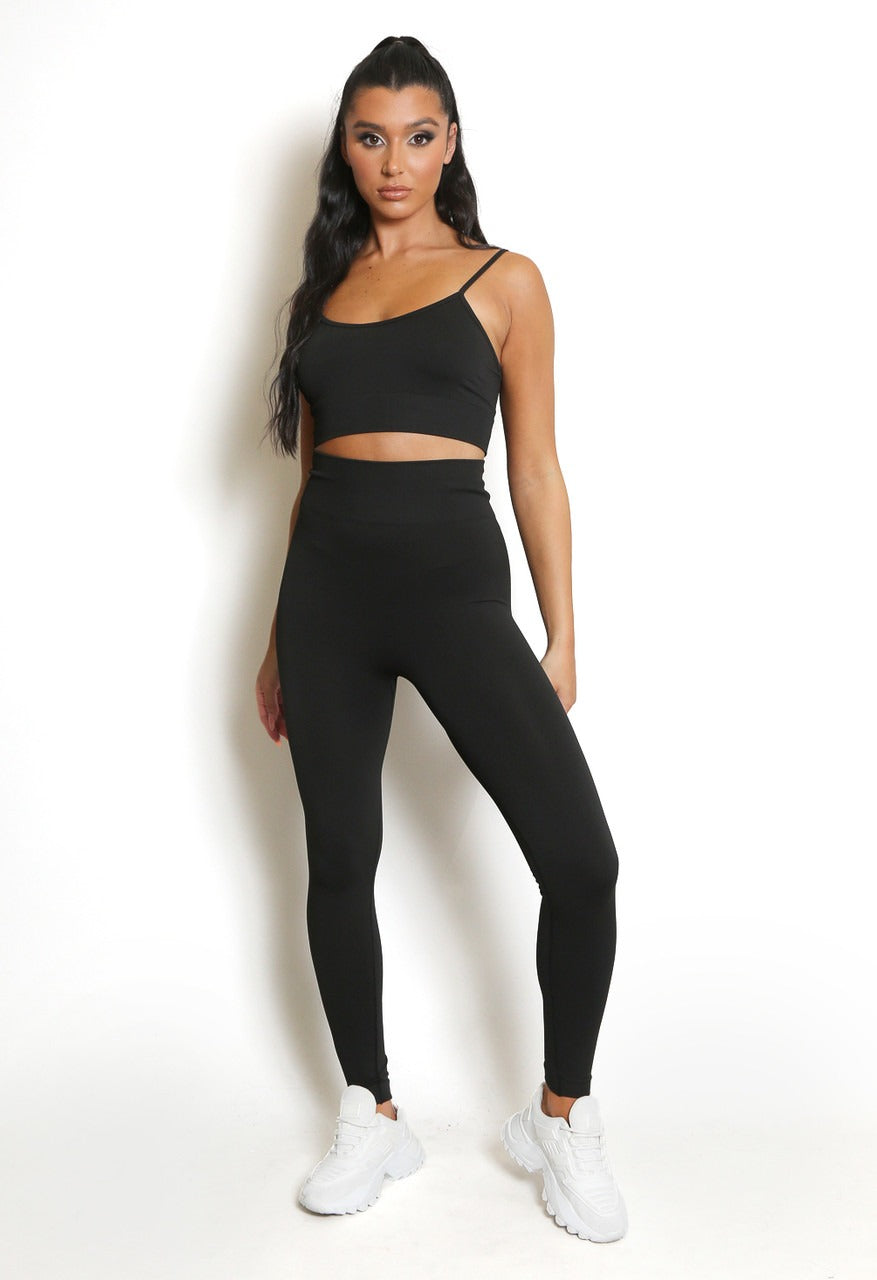 Strap Crop Top & Leggings Gym Set - Aurelia