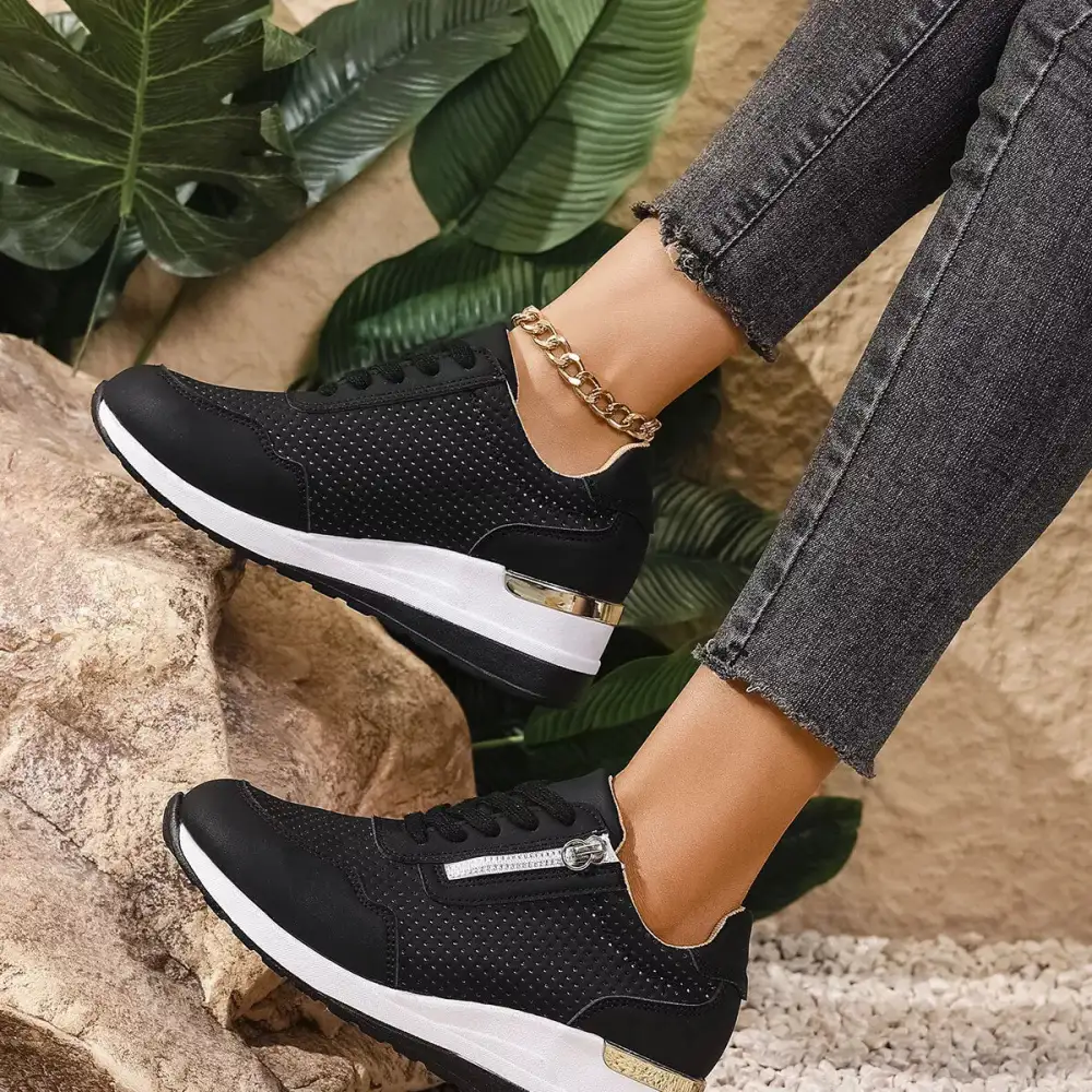 Relaxed Lace-Up Wedge Sneakers
