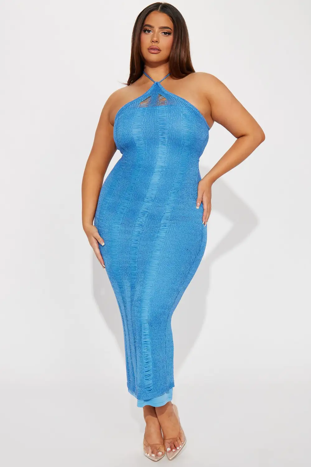 Demi Crochet Maxi Dress - Blue