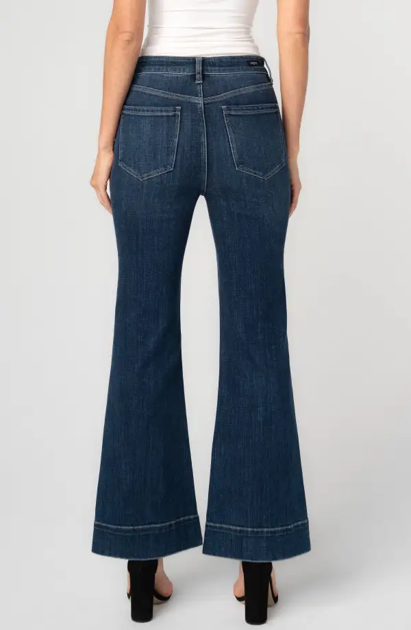 Flare Leg Mini High Rise Jeans