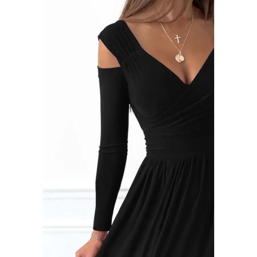 Slit Surplice Long Sleeve Maxi Dress