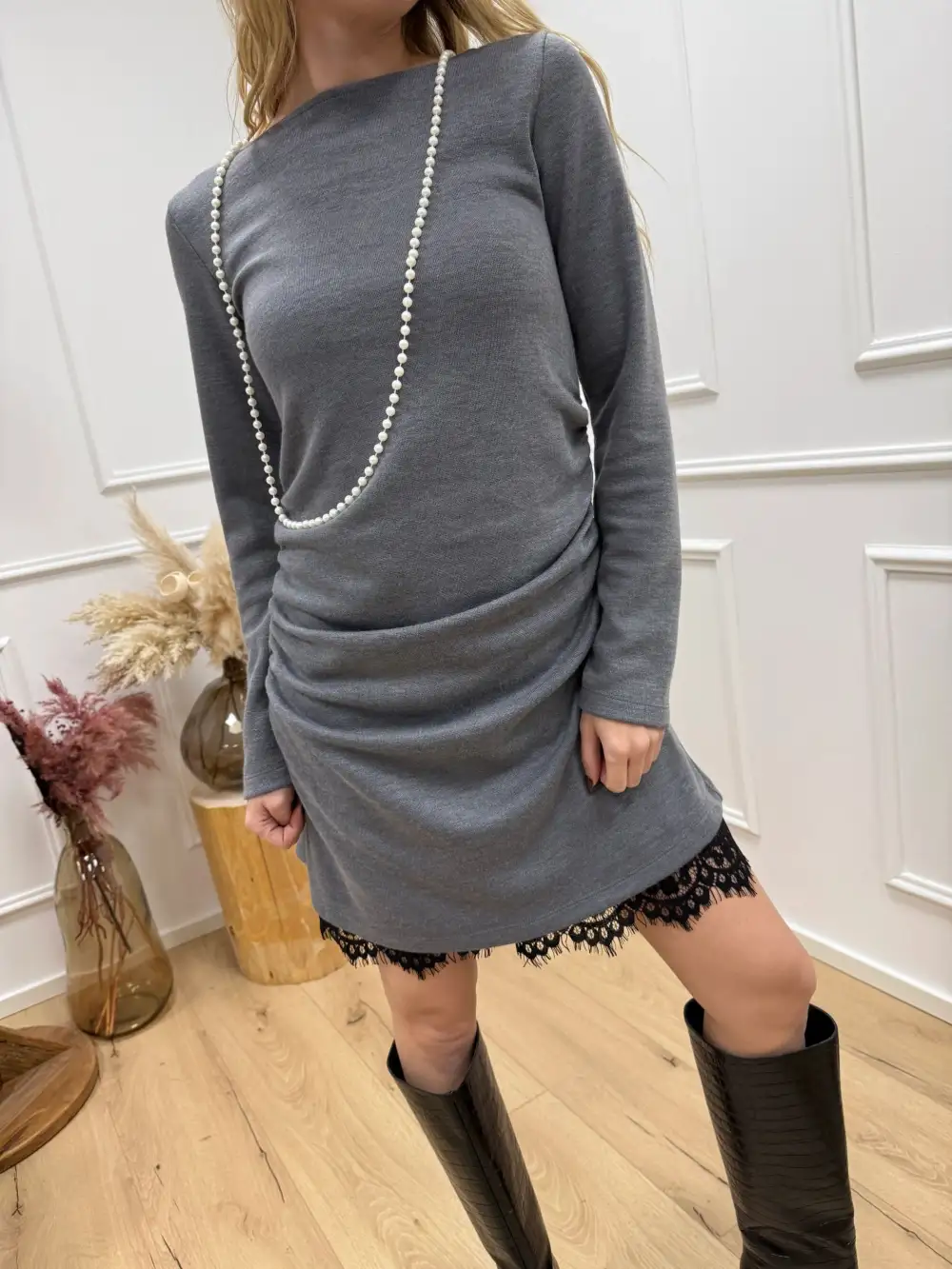 Mini Ruched Satin Dress