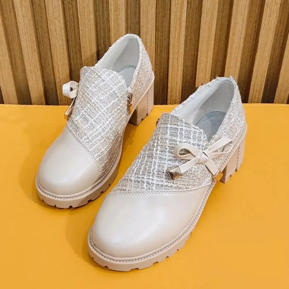 Polished Round Toe Block Heel Boots