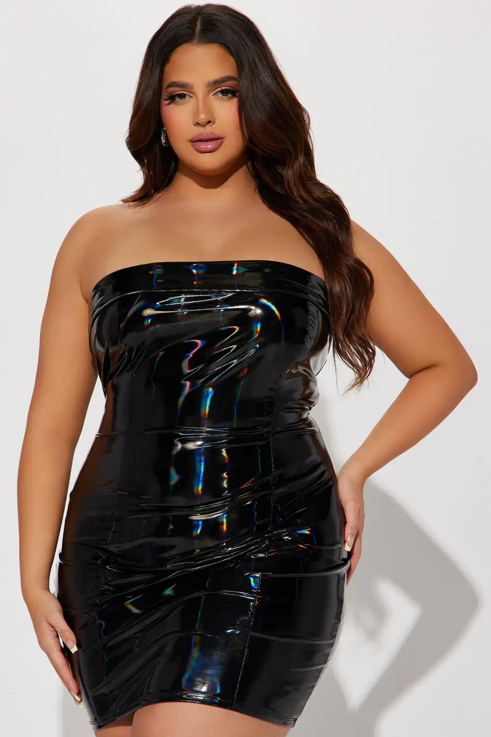Trinity Faux Leather Mini Dress  - Black