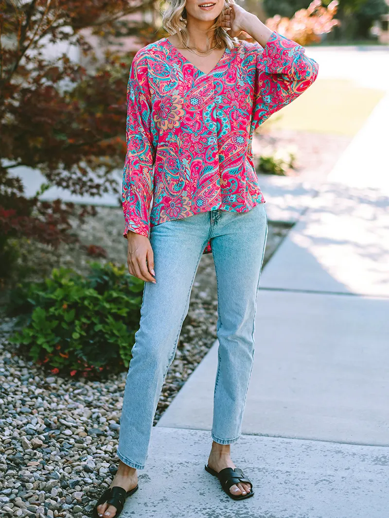 V NECK SHIFT CASUAL BLOUSE