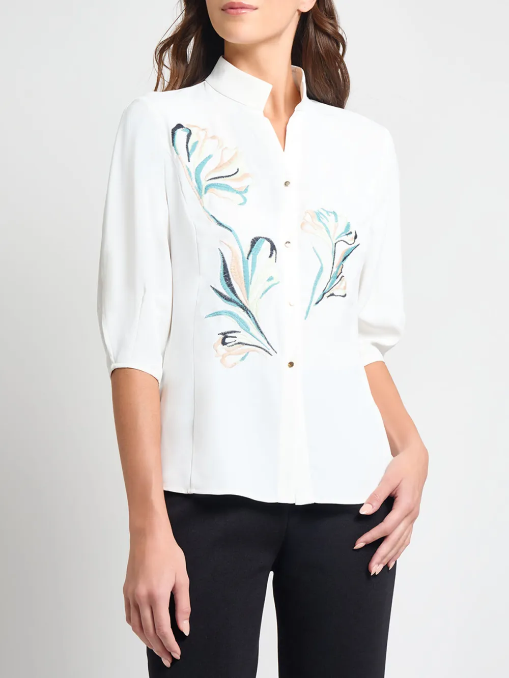 Three Quarter Sleeve Front Printed Shirt