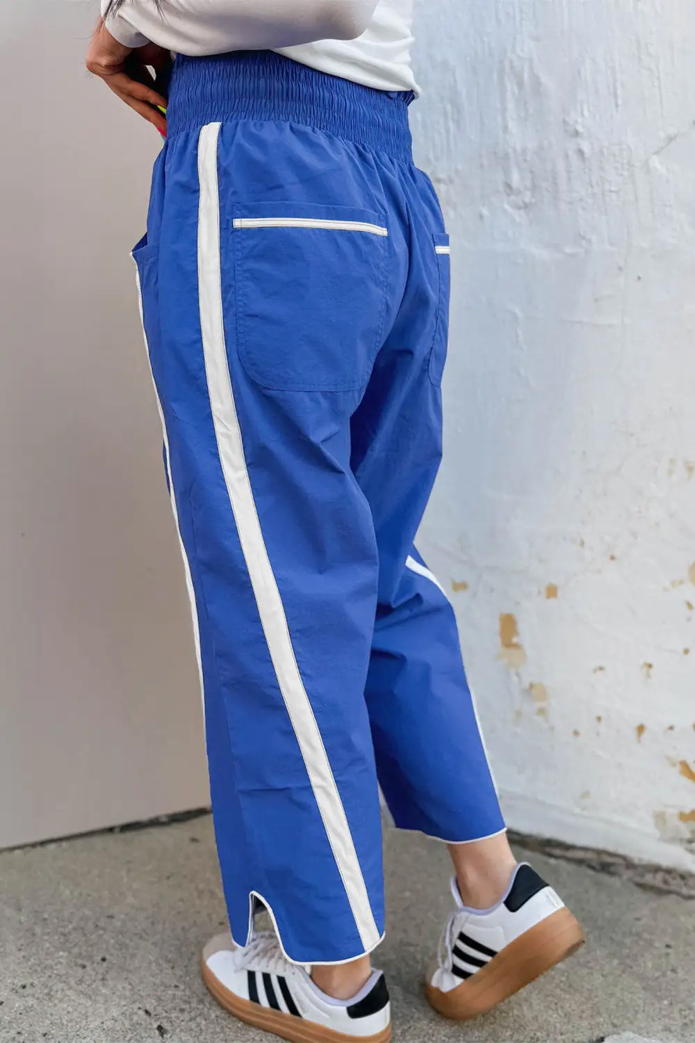 Cozy Contrast Striped High Waist Drawstring Pants
