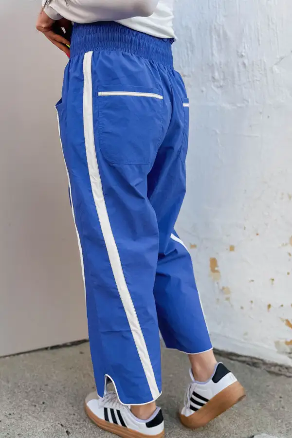 Cozy Contrast Striped High Waist Drawstring Pants