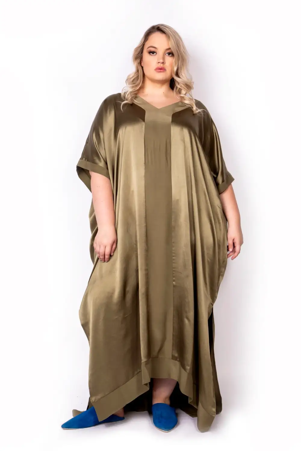 The Muse Italian Silk Caftan with V neckline