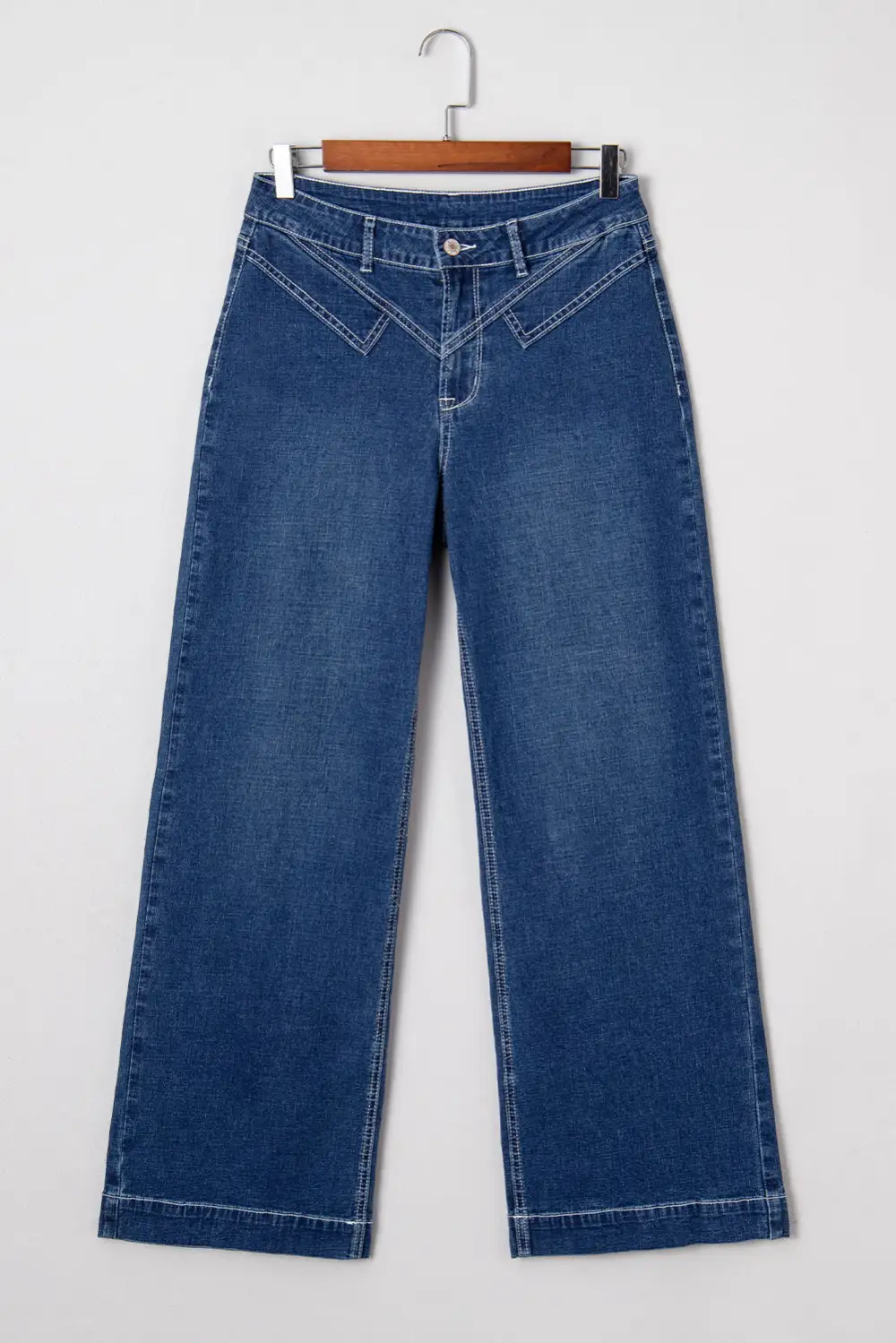 Loose Cuffed Stitched Waist Detail Jeans