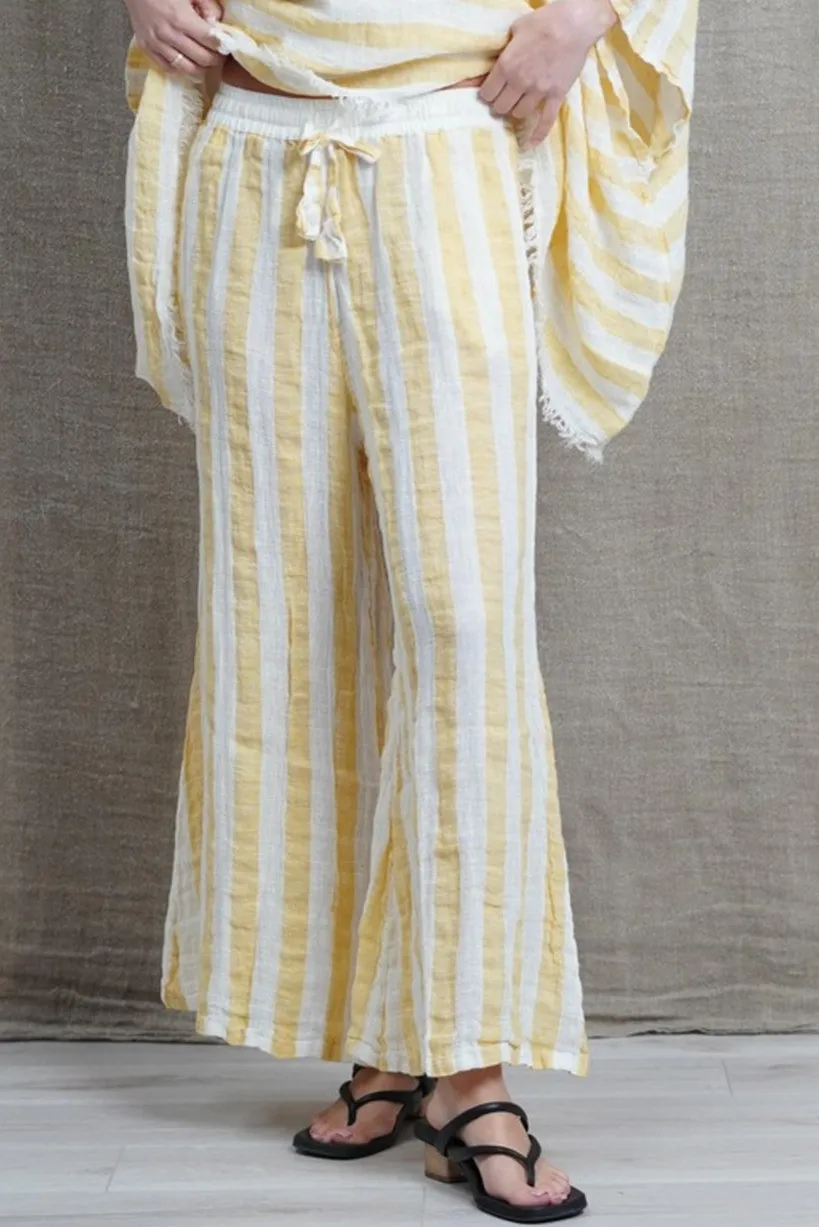 Alessa Wide Leg Pants Lemon Stripes