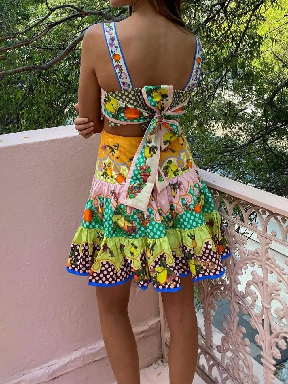 Multicolorlemon Preated Hem Mini Dress