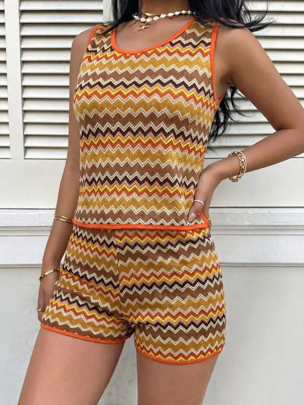 Knit Zigzag Jumpsuit