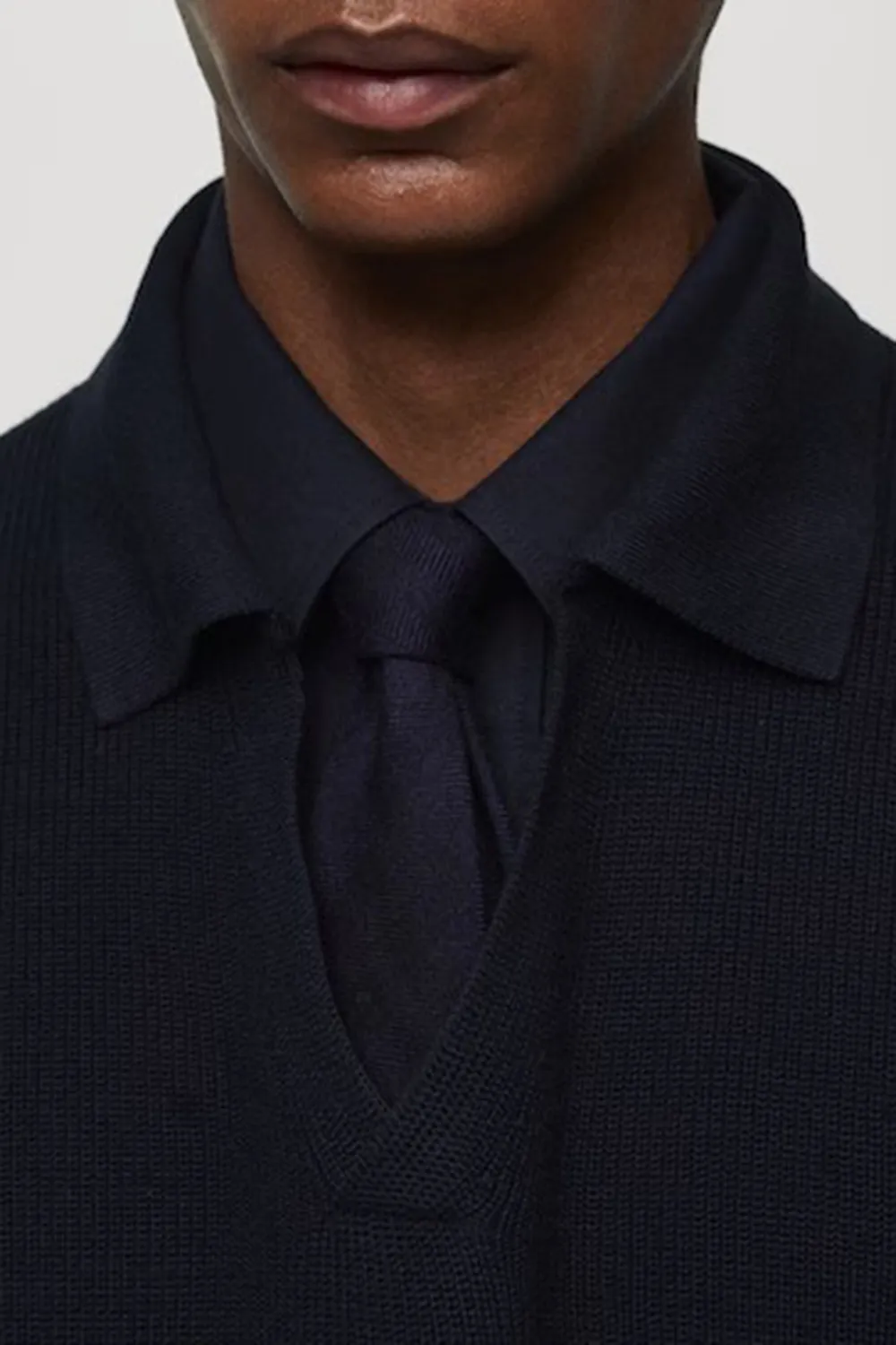 Ribbed Knit Polo Shirt