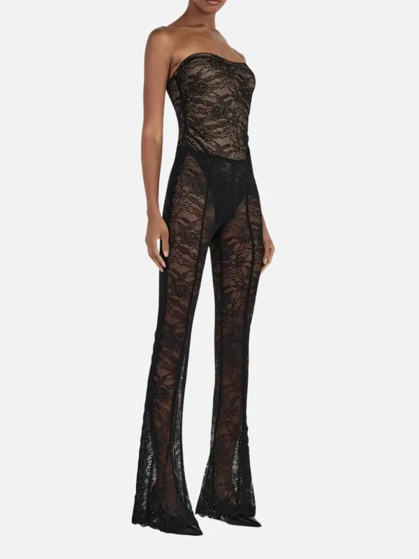 Sheer Lace Flared Pants