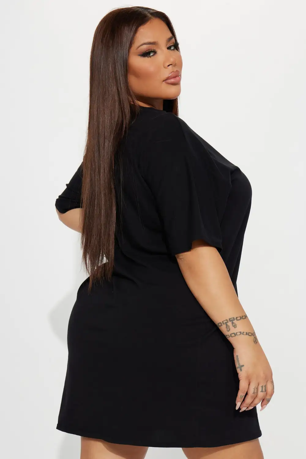 American Spirit Distressed T-Shirt Dress - Black