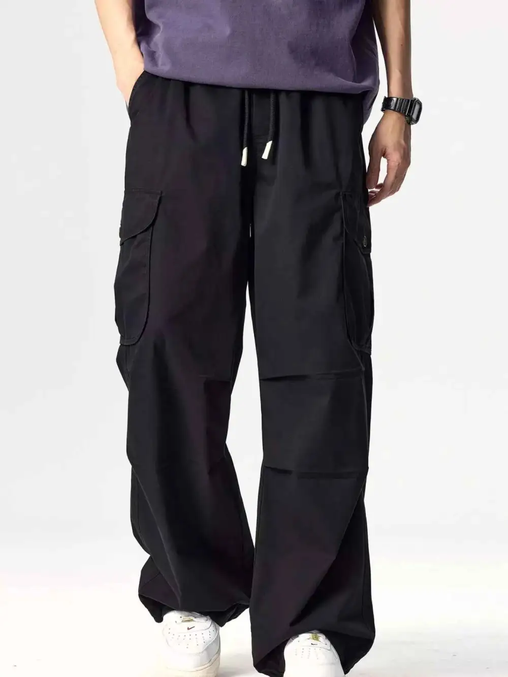 Everyday Drawstring Wide Leg Cargo Pants
