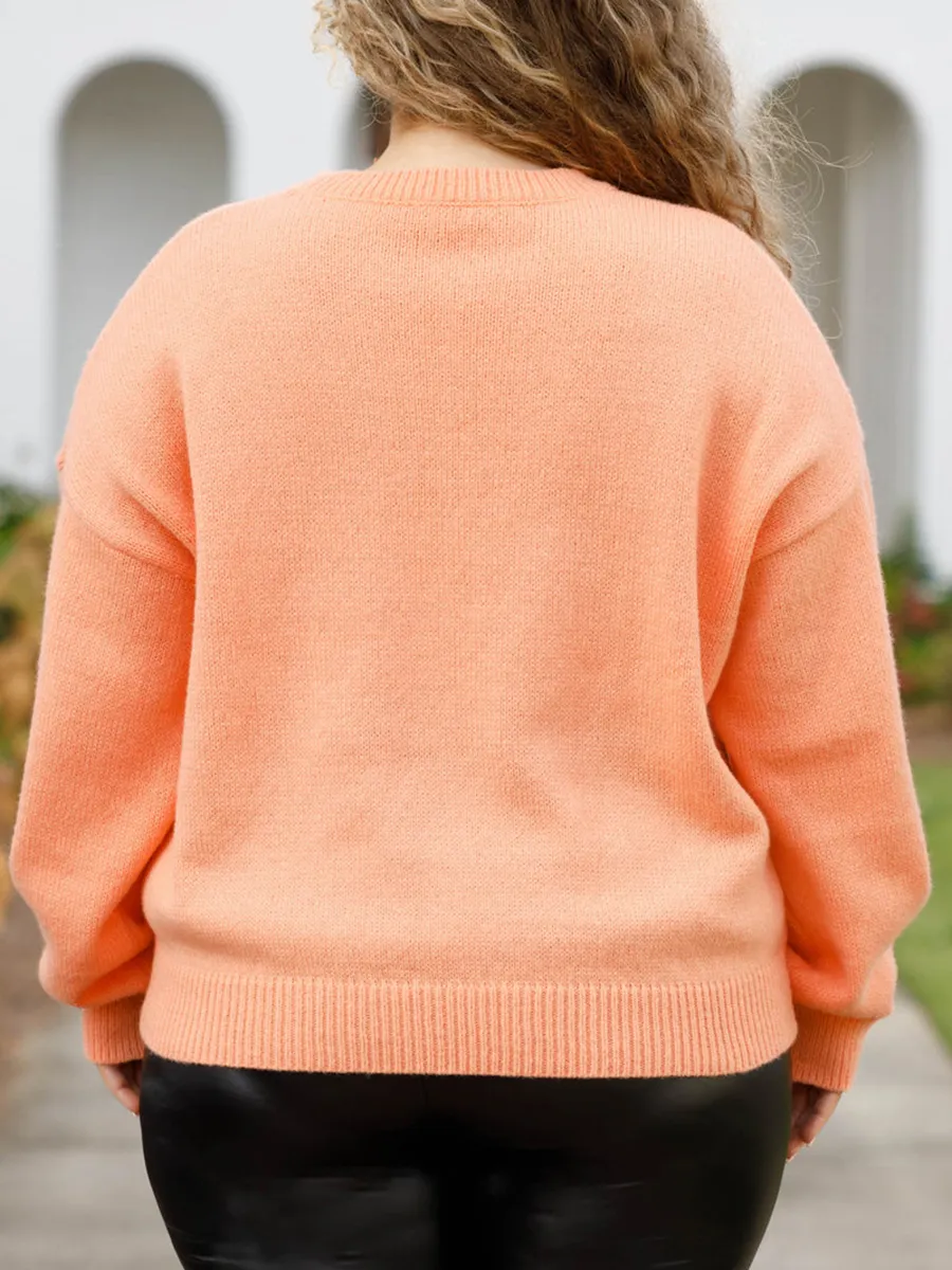 Letter Pattern Loose Knit Sweater