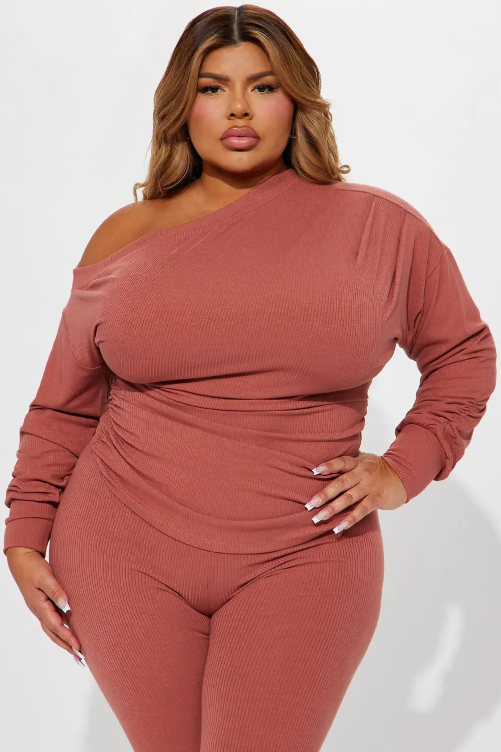 Taylor Off Shoulder Pant Set - Marsala