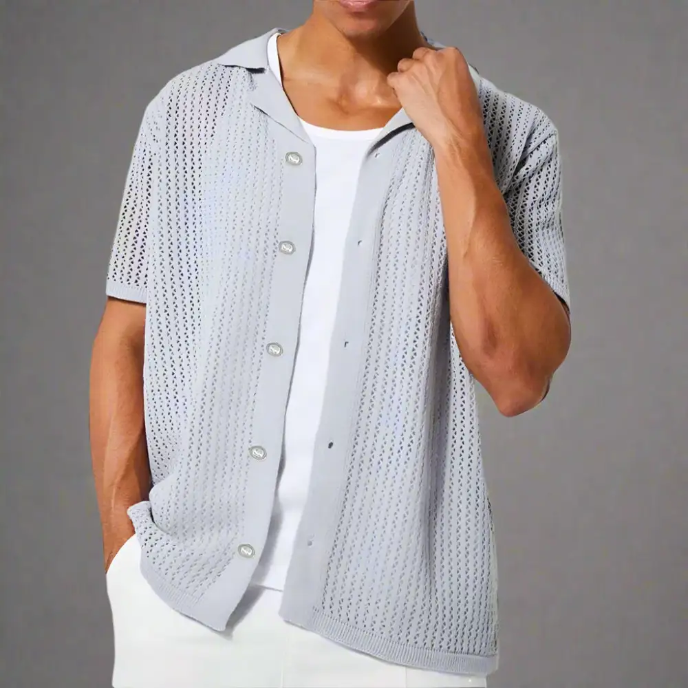 Open Stitch Collar Shirt