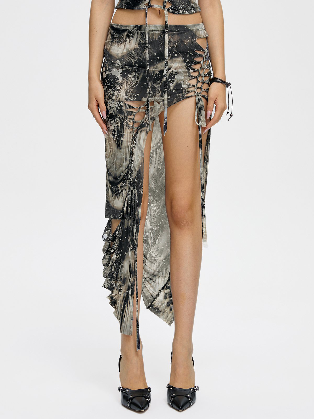 Cut Out Animal Print Midi Skir FREESHIPPING