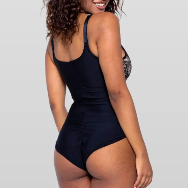 Lace Contrast Slimming Bodysuit
