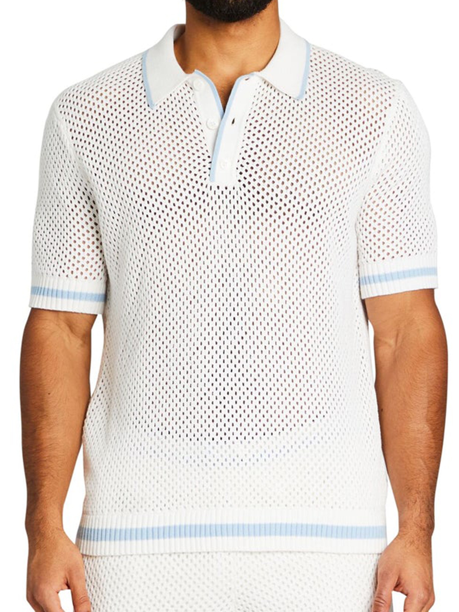 OVERSIZED BOXY CROCHET KNIT POLO