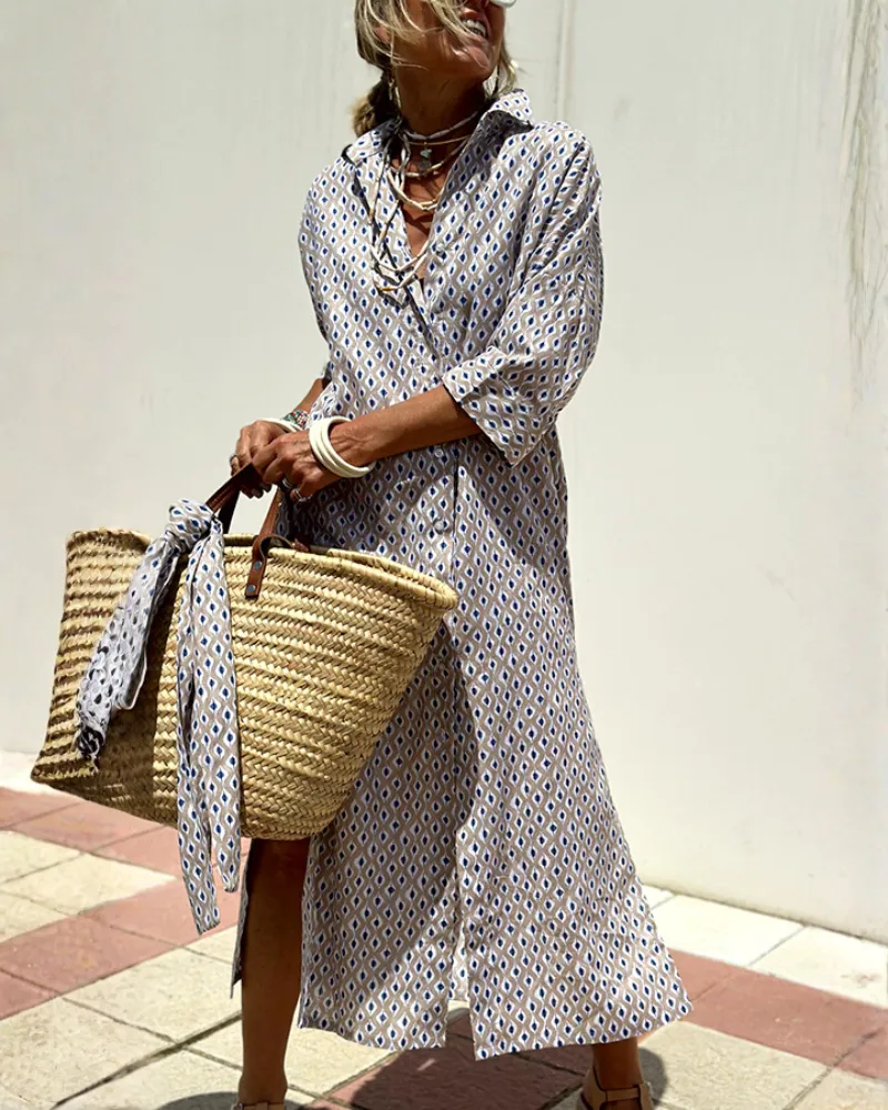 Collared Striped Shirt Dress