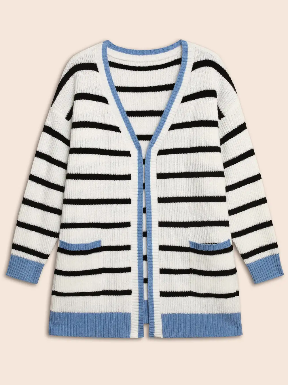 Supersoft Essentials Kimono Collar Contrast Striped Cardigan